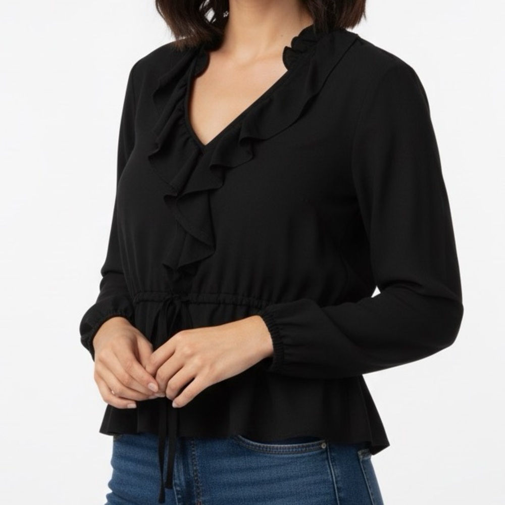 OLD NAVY Women’s Business Casual Ruffle Collared Long Sleeve Blouse